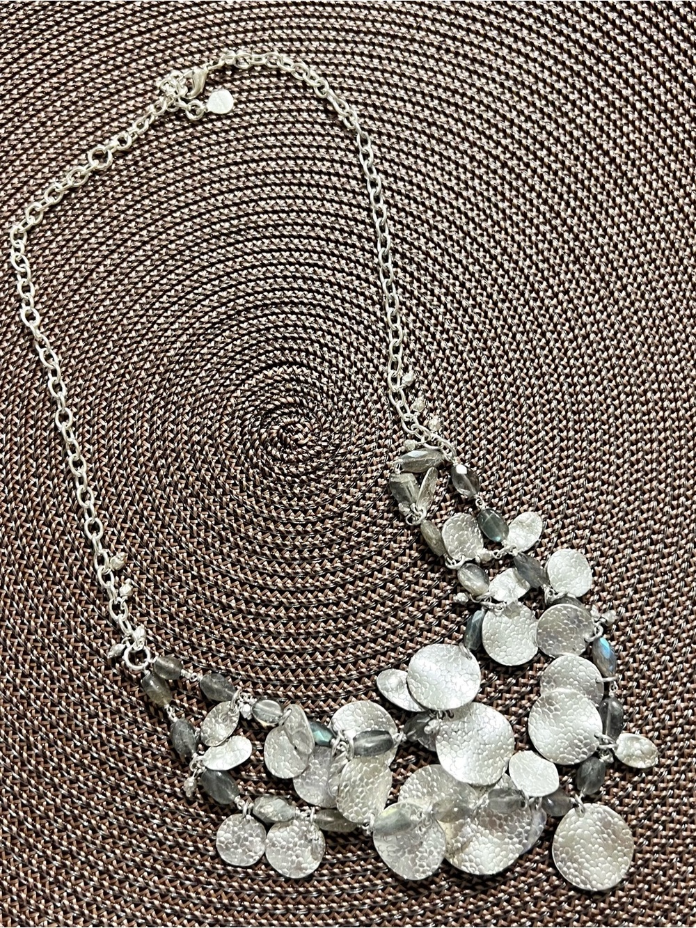 Stella & Dot Silver Floral Disc Statement Necklace - Women Jewelry